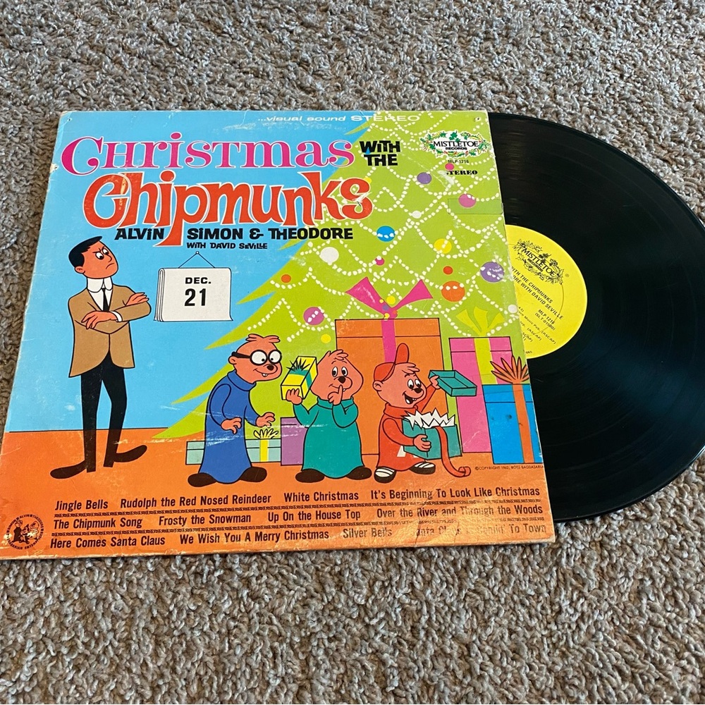 Antique vintage Christmas with the chipmunks vinyl